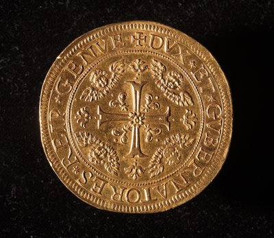 Währung der Republik Genua: 25 Gold-Doppie-Münze. Durchm. 52,5 mm. 1694. Vorderseite. Genua Musei di Strada Nuova (inv. 6457) von Italian School