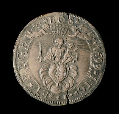 Währung der Republik Genua: ECU breit in Silber. Durchmesser 61 mm. 1693. Rückseite. Genua Musei di Strada Nuova (inv, M7097) von Italian School