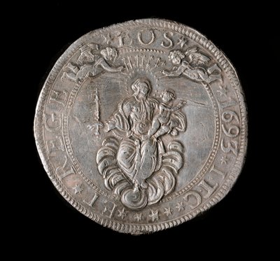 Währung der Republik Genua: Fünf-Ecus-Silbermünze. Durchmesser 61 mm. 1693. Rückseite. Genua Musei di Strada Nuova von Italian School