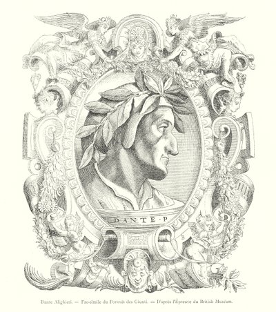 Dante Alighieri, Faksimile des Porträts der Giunti, nach dem Exemplar des British Museum von Italian School