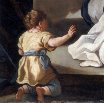 Detail des Gemäldes der Madonna des Rosenkranzes mit den Heiligen Dominikus und Katharina von Siena von Italian School