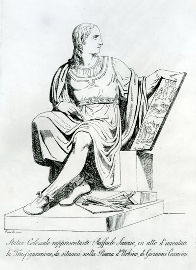 Zeichnung einer Statue von Giovanni Ceccarini von Raffaello Sanzio da Urbino von Italian School