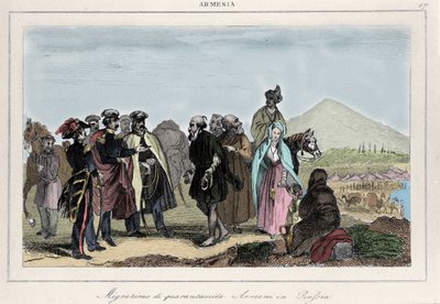 Auswanderung der Armenier nach Russland. Gravur des 19. Jahrhunderts von Italian School