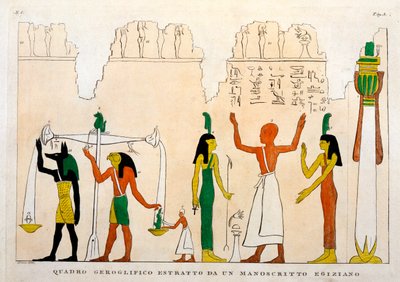 Auszug aus einem ägyptischen hieroglyphischen Manuskript, graviert von Dominique Vivant, Baron de Denon (1747-1825) von Italian School