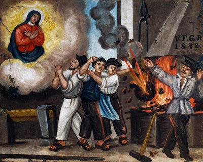 Explosion bei der Arbeit, Ex-Voto von Italian School