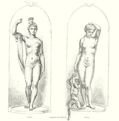 Figuren des Sockels, Pallas, Venus (Stich) von Italian School