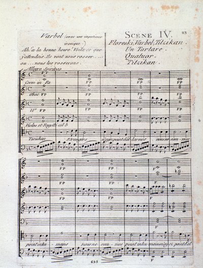 Erste Seite der Partitur von Lodoiska (Szene 4), Oper von Luigi Cherubini von Italian School