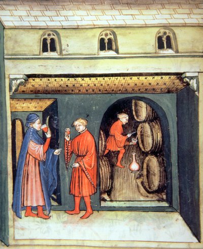 Alter Fruchtwein, Illustration aus Tacuinum Sanitatis Codex Vindobonensis von Italian School
