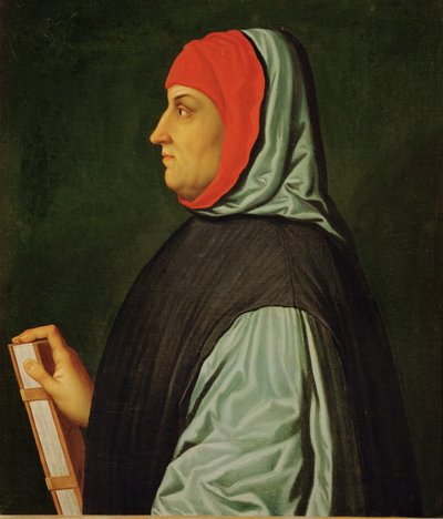 Francesco Petrarca, Dichter, Schriftsteller und Humanist, der seine geliebte Laura in einer Reihe von Sonetten Il Canzoniere verewigte von Italian School