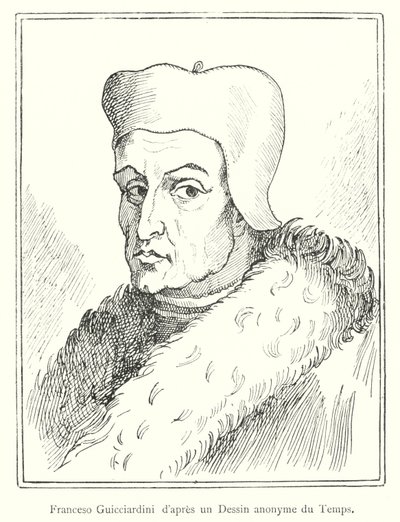Francesco Guicciardini nach einer anonymen Zeichnung der Zeit (Gravur) von Italian School
