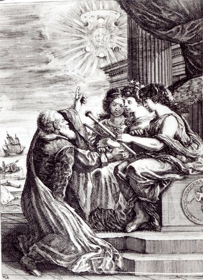 Frontispiz von Opere di Galileo Galilei, veröffentlicht in Bologna im Jahr 1656 von Italian School