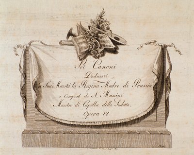 Frontispiz der Partitur von Sei canoni von Natale Mussini (1765-1837), gewidmet der Königin von Preußen von Italian School