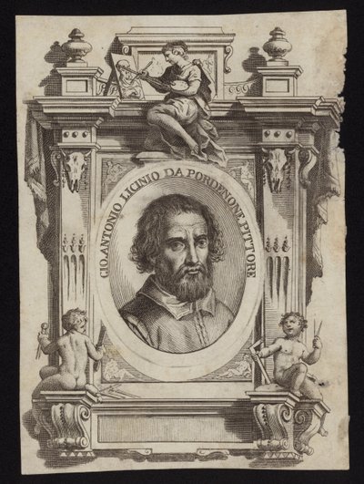 Giovanni Antonio de Sacchis, auch bekannt als Il Pordenone und Giovanni Antonio Licinio. Gravur von Giorgio Vasari von Italian School