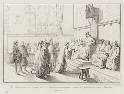 Die Botschafter von Eduard III., König von England, bitten die Republik um Hilfe gegen die Franzosen von Italian School