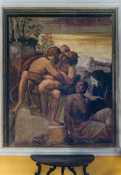 Herkules tötet Antäus, aus dem Gelben Raum von Italian School