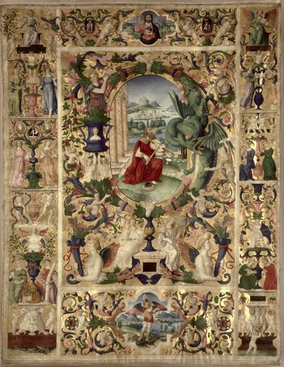 Historisierte Initiale B, die König David zeigt, der eine Viola spielt von Italian School