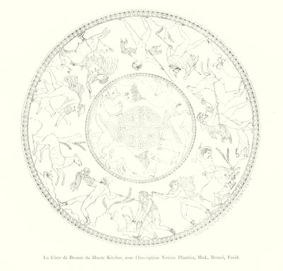 Die Bronzebüste des Kircher-Museums, mit der Inschrift Novios Plautios, Med, Romai, Fecid (Stich) von Italian School