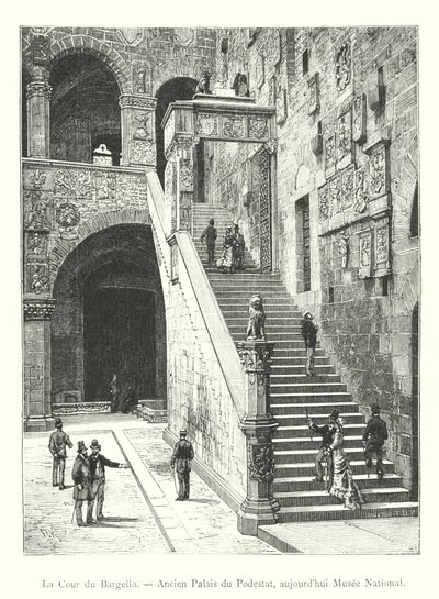 Der Hof des Bargello, ehemaliger Palast des Podestà, heute Nationalmuseum (Stich) von Italian School