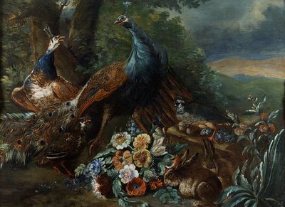Landschaft mit Pfau und Wild von Italian School