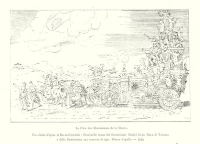 Der Wagen der Erhalter der Sbarra, Faksimile nach der Sammlung Festi nelle nozze del Serenissimo Medici Gran Duca di Toscana e della Serenissima sua consorte la sign, Bianca Capello von Italian School