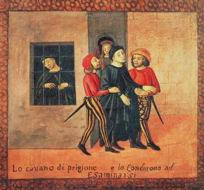 Leben von Antonio di Guiseppe Rinaldeschi - Vom Gefängnis zur Verhandlung gebracht (Detail) von Italian School