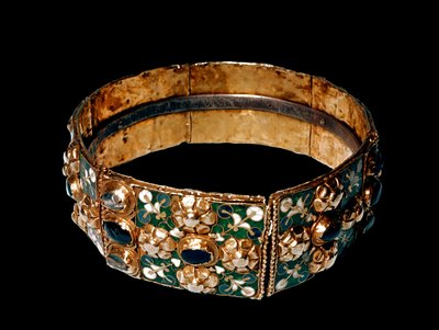 Lombardische Kunst: Eiserne Krone der Lombardei aus Gold, Eisen, Emaille und Edelsteinen von Italian School