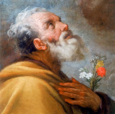 Madonna mit Kind und den Heiligen Josef und Gregor dem Großen sowie den Seelen des Fegefeuers (Detail von St. Josefs Gesicht) von Italian School