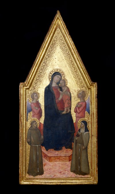 Madonna und Kind mit St. Franziskus, St. Klara und zwei Engeln, 1340-50 von Italian School