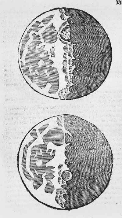 Mondkarten, Illustration aus Sidereus Nuncius von Galileo Galilei, 1610 von Italian School