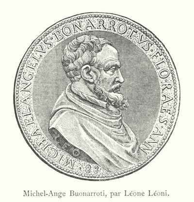 Michelangelo Buonarroti, von Leone Leoni (Stich) von Italian School