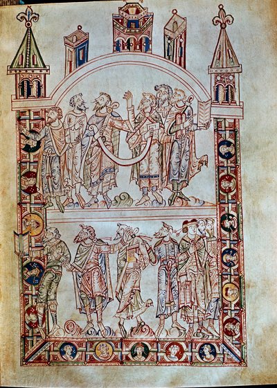 Jünger des heiligen Augustinus, aus De Civitate Dei von Italian School