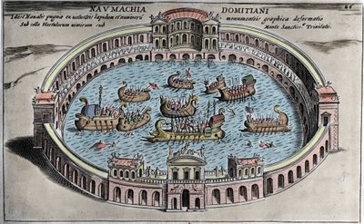 Naumachie, Seeschlacht in einem Amphitheater in Rom von Italian School