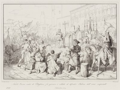 Nicolo Orsino, Graf von Pitigliano, lässt die Soldaten schwören, Padua gegen die kaiserlichen Truppen zu verteidigen von Italian School