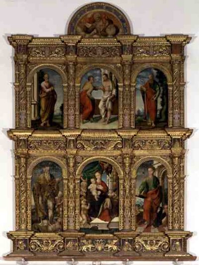 Polyptychon mit der Madonna und Kind mit Heiligen von Italian School