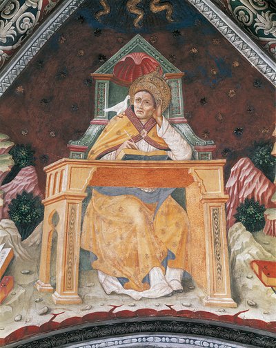 Papst Gregor I., in der Kapelle der St. Margareta von Antiochia, Gewölbe des Heiligtums Santa Maria Assunta (Fresko) von Italian School