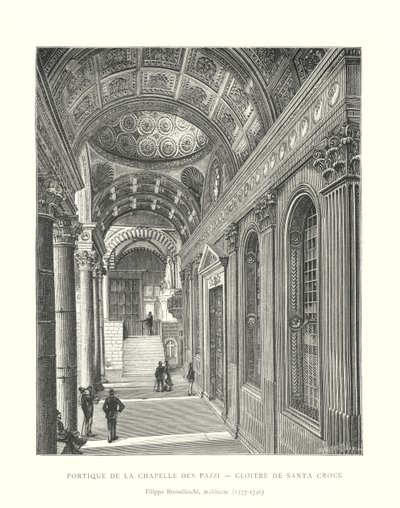 Portikus der Pazzi-Kapelle, Kreuzgang von Santa Croce, Filippo Brunelleschi, Architekt von Italian School