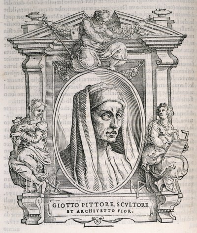 Porträt von Giotto di Bondone (ca. 1267-1337) aus Vasaris Leben der Künstler, erstmals veröffentlicht 1550 von Italian School
