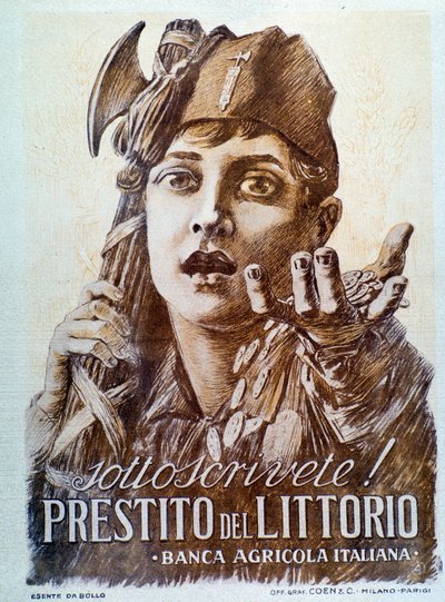 Faschistisches Propagandaposter für das Littorio-Darlehen von Italian School