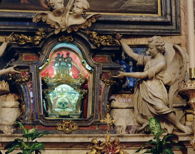 Reliquie des Schädels von St. Aloysius Gonzaga am Hochaltar von Italian School