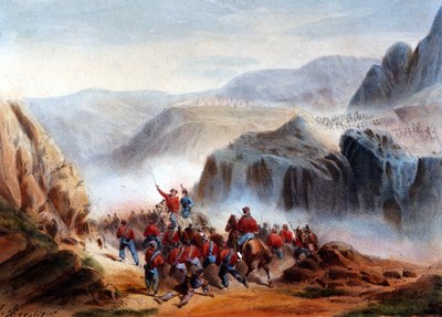 Risorgimento: Die Schlacht von Calatafimi in Sizilien zwischen den Truppen von Giuseppe Garibaldi, den Tausend und der Armee des Königreichs beider Sizilien von Italian School