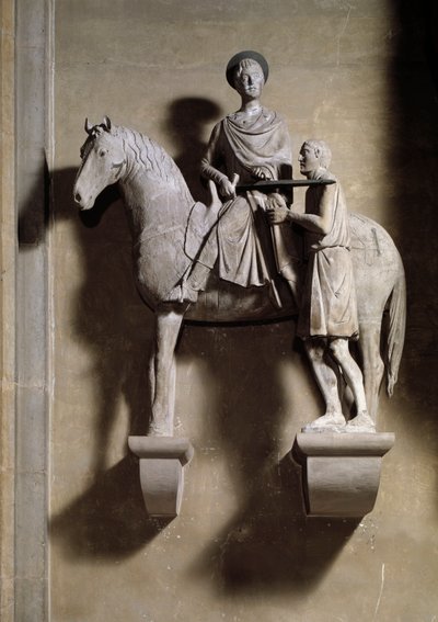 Heiliger Martin auf einem Pferd, der seinen Mantel mit einem Bettler teilt von Italian School
