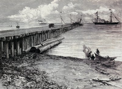 San Leon Mine, Verladedeck für Erz nach Maddalena, Gravur, Sardinien, Italien von Italian School