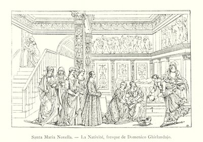 Santa Maria Novella, Die Geburt, Fresko von Domenico Ghirlandajo von Italian School