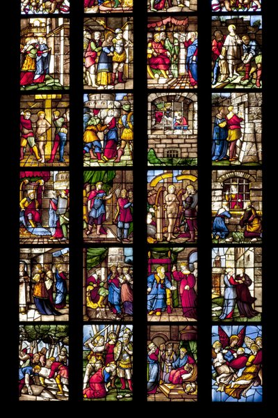 Geschichten der Heiligen Katharina von Alexandria (Buntglas) (Detail) von Italian School