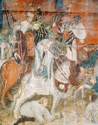 Der Monat Februar, Detail eines Ritters bei einem Turnier, ca. 1400 von Italian School
