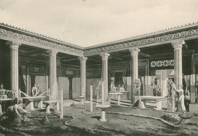 Das Viridarium im Haus der Vettii. Wie es war (Gravur) von Italian School