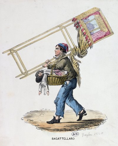 Der wandernde Puppenspieler, ca. 1840 von Italian School