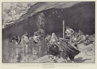 "Das Wasser des langen Lebens", Pilger baden im Val di Maggio, Italien von Italian School
