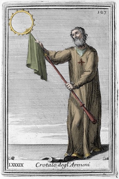 Die Klapperschlange der Armenier: ein Vorläufer der Kastagnette. Stich aus „Gabinetto Armonico pieno d