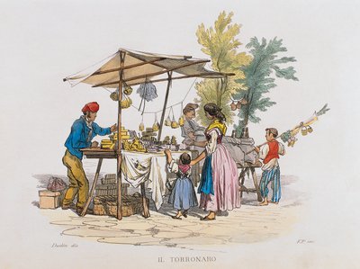 Der Torronaro (Nougatverkäufer) (Gravur) von Italian School